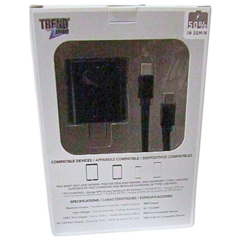 Trend Zone: Fast Charger + 10ft Type C to Type C cable (TZ1619)