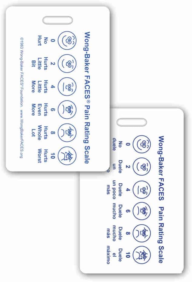 FACES pain rating Scale with Spanish Badge Card