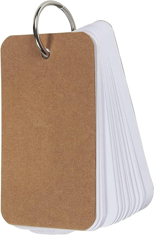 Blank Flash Cards with Ring w/50 Sheets - index Notecards (2.2 x 3.5 In)